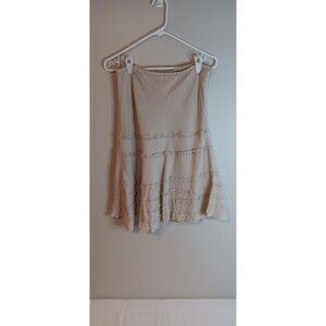 Vintage Sharagano Tiered A Line Skirt Tan Y2K Sz 4